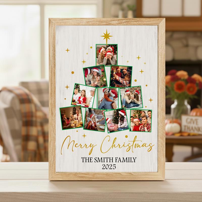 Cherished Christmas Photo Family Tree Custom Canvas - Holiday Home Decor