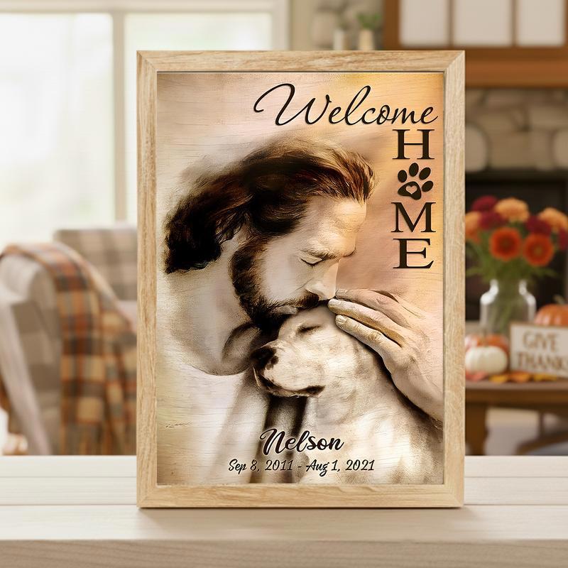 Comforting Christian Pet Loss - Jesus Arms Dog Memorial Canvas