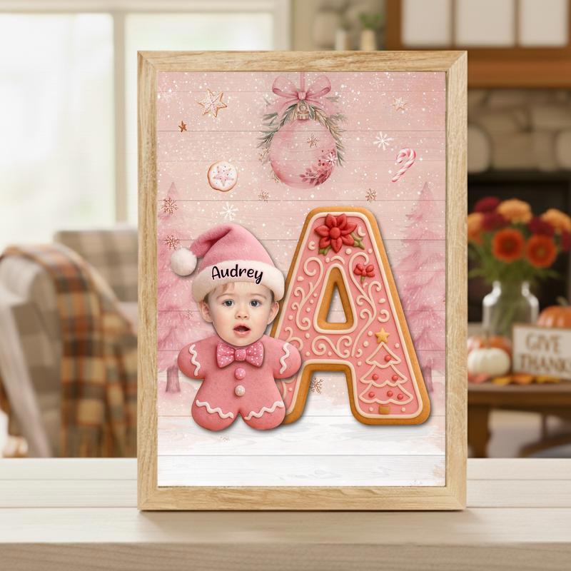 Custom Baby’s 1st Holiday Keepsake - Baby Pink Gingerbread Canvas