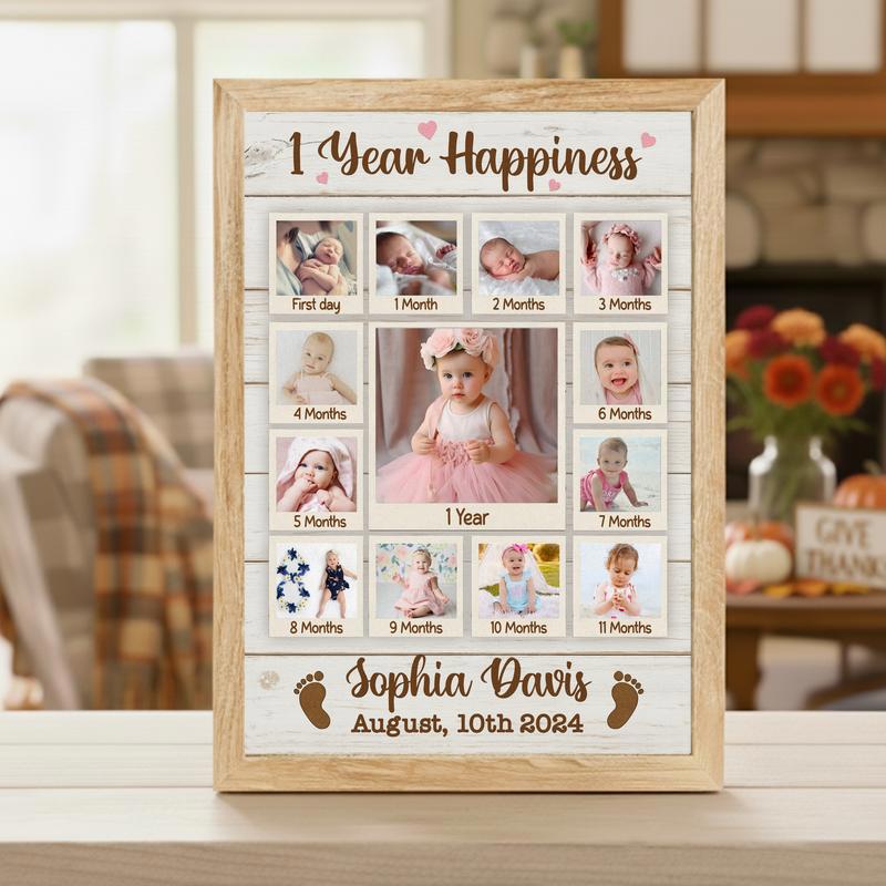 Custom Baby's 1st Year Photo Collage Canvas - 12 Months Milestone