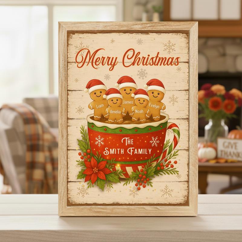Custom Christmas Keepsake - Gingerbread Family Cup Canvas