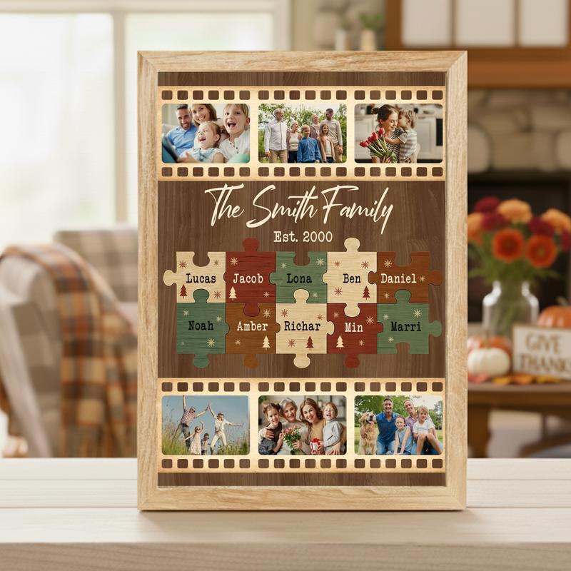 Custom Christmas Photo Collage Canvas - Family Puzzle Keepsake