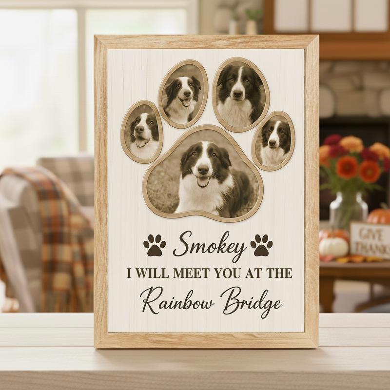 Custom Dog Loss Paw Print Remembrance Photo Canvas