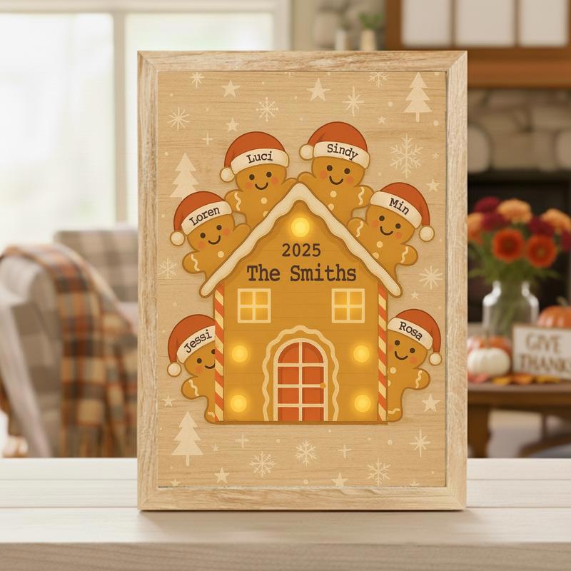 Custom Family Gingerbread House Canvas Art For Christmas Decor