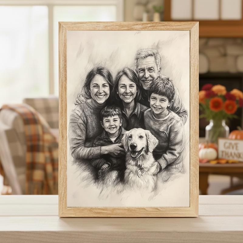 Heirloom Charcoal Sketch Canvas Timeless Family Wall Art