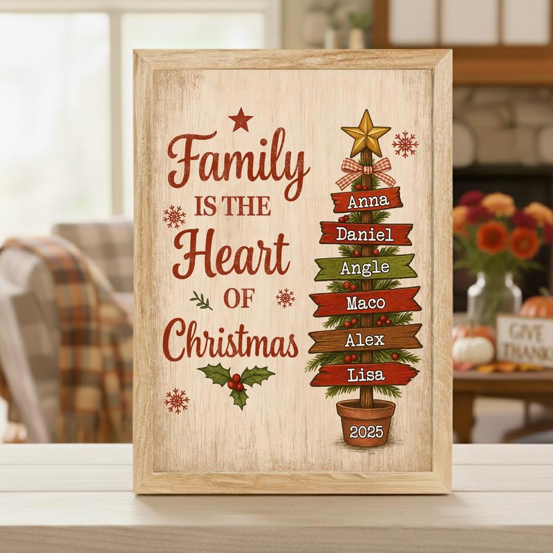 Family Is The Heart Of Christmas - Personalized Family Tree Canvas