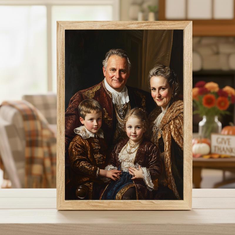 Hand-Painted Royal Family Portrait Wall Art Canvas