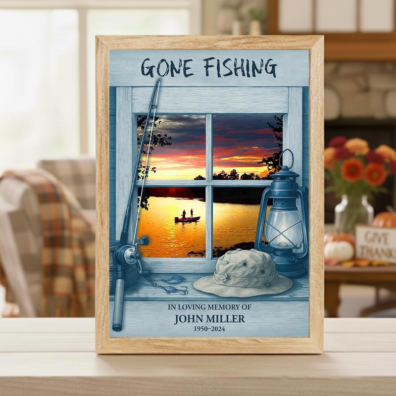 Fisherman's Personalized Remembrance - Gone Fishing Tribute Canvas
