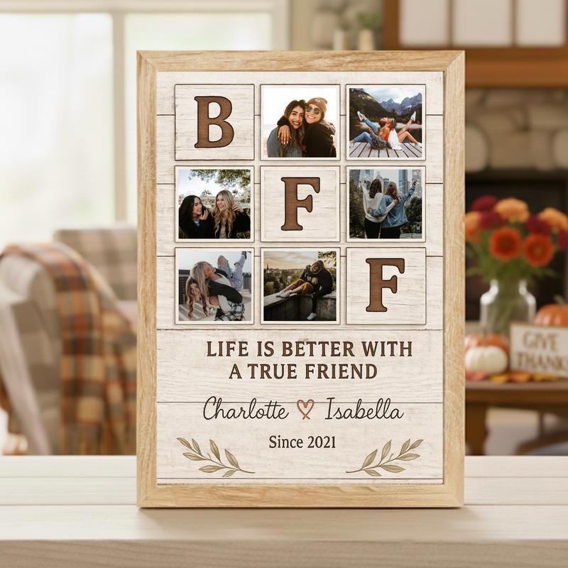 Forever Friends Personalized Rustic Photo Collage Canvas