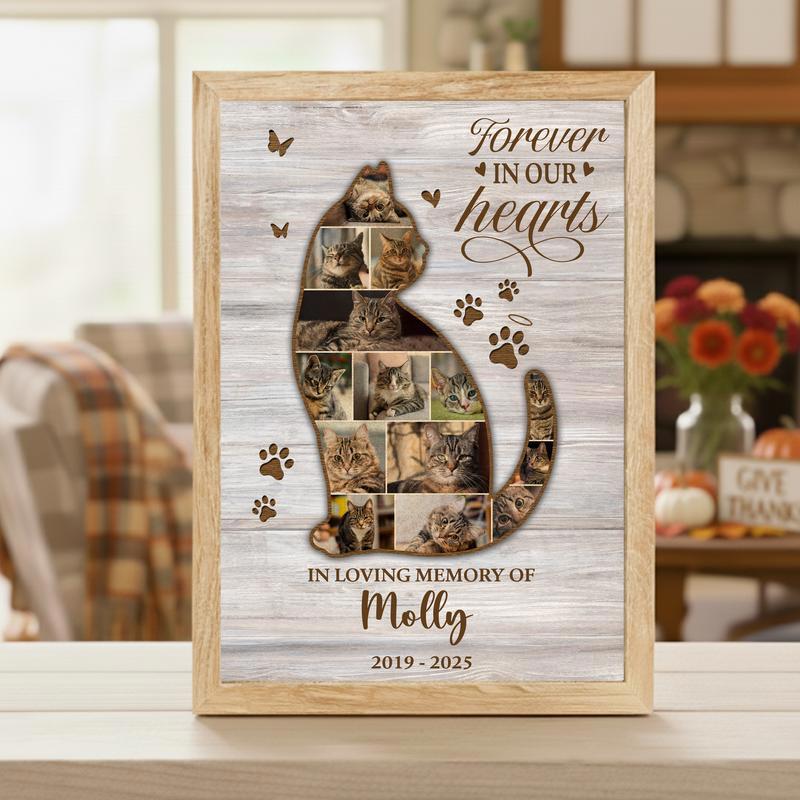 Forever Loved - Custom Cat Loss Photo Keepsake Canvas