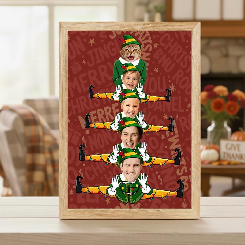 Funny Elf Family Canvas Keepsake - Personalized Christmas Gift