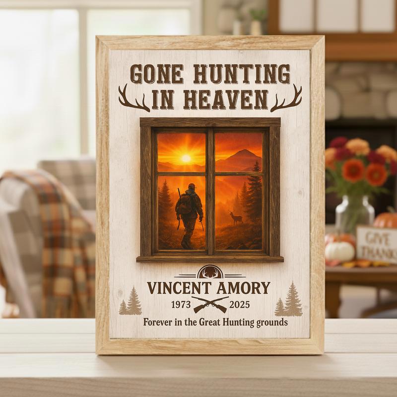 Gone Hunting In Heaven - Personalized Hunter Memorial Canvas