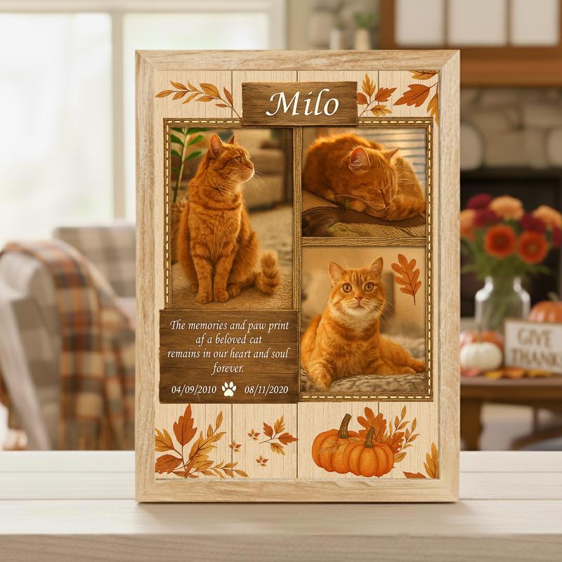 Heartfelt Cat Remembrance - Custom Photo Collage Memorial Canvas