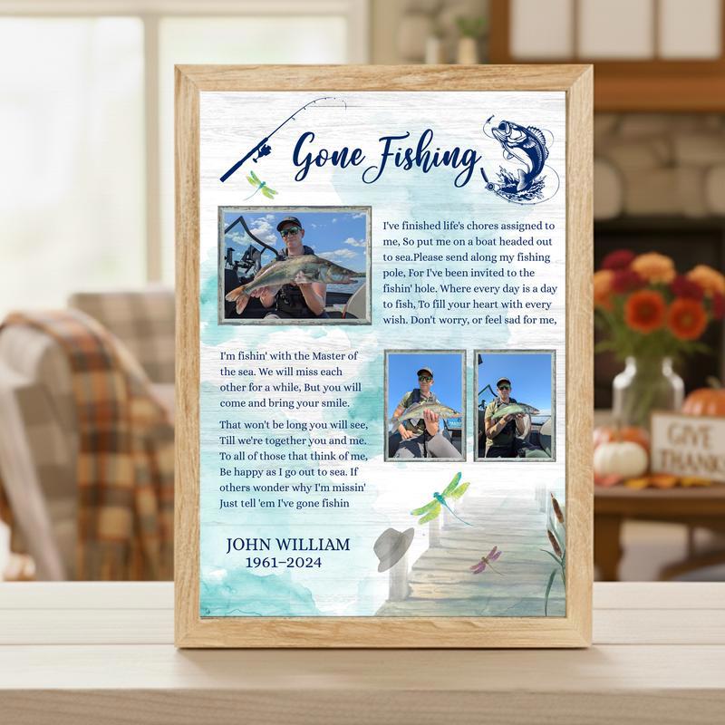 In Loving Memory - Dad's Fisherman Photo Collage Canvas