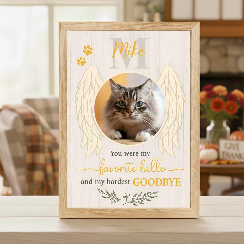 Personalized Cat Photo Memorial With Angel Wings Canvas