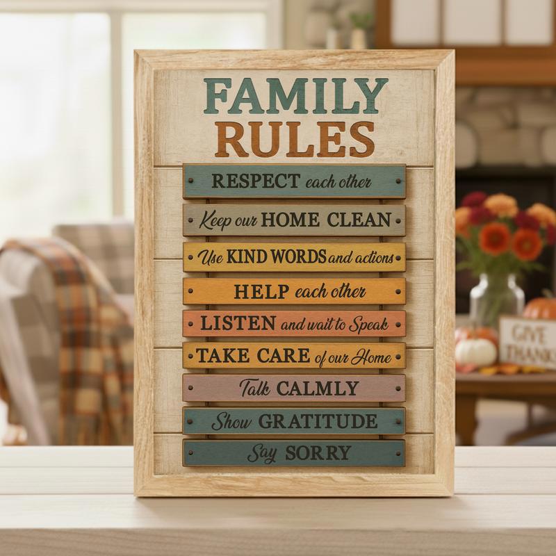 Personalized Family Rules Sign Rustic Farmhouse Canvas