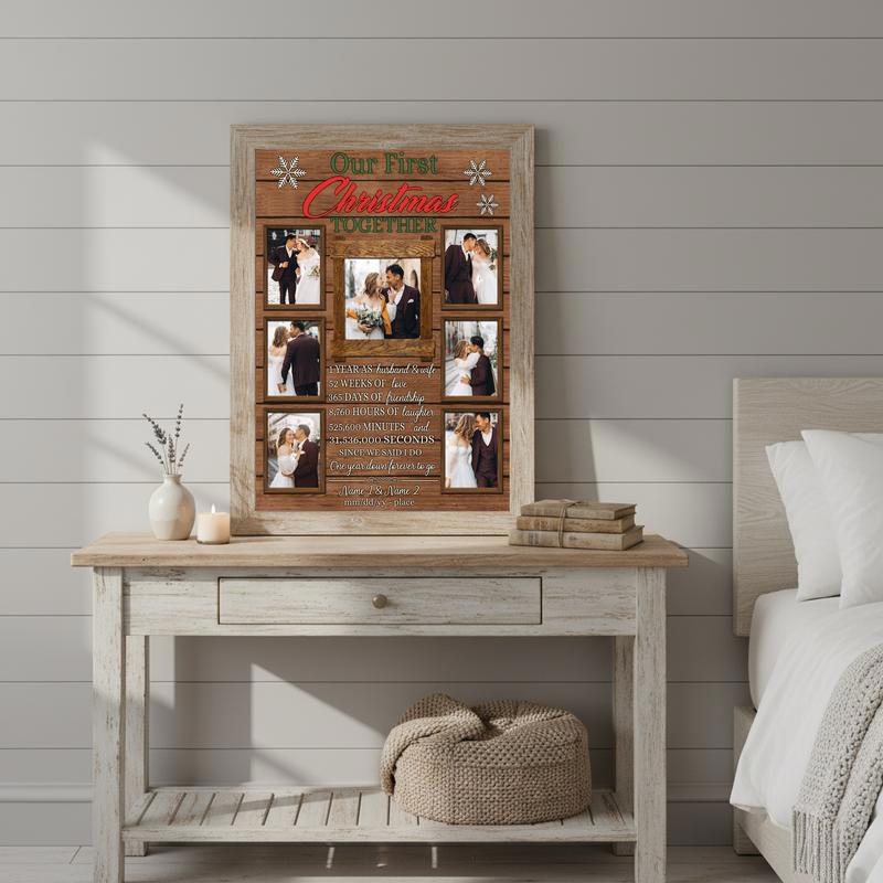 A Couple's First Christmas & 1st Anniversary Photo Collage Canvas
