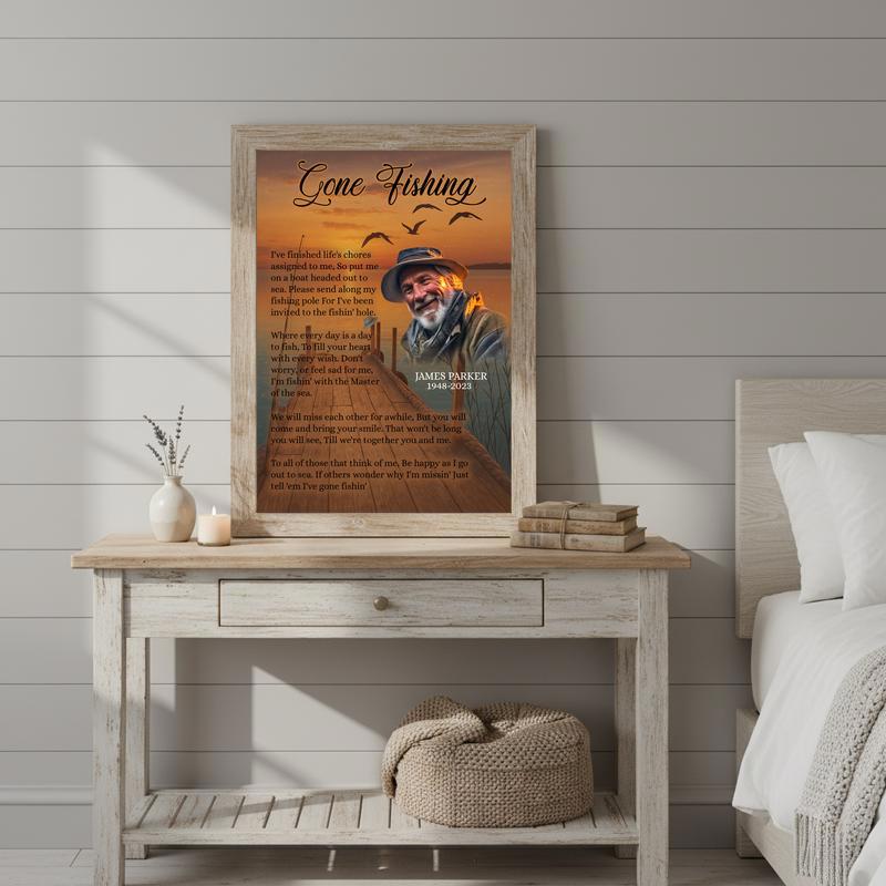 A Fisherman's Farewell - Personalized Photo Memorial Canvas