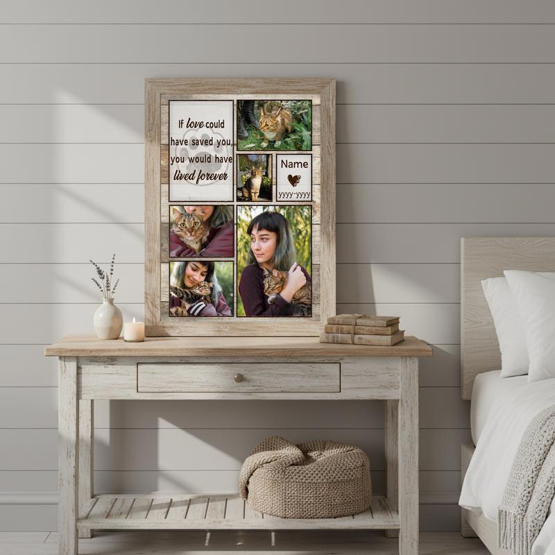 A Fur-Ever Love - Personalized Cat Memorial Collage Canvas