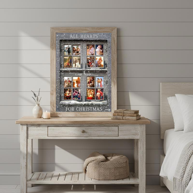 Grey Christmas Window Photo Canvas All Hearts Come Home