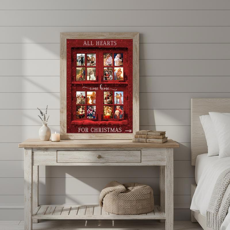 Our Home's Christmas Heart Red Window Photo Canvas Keepsake