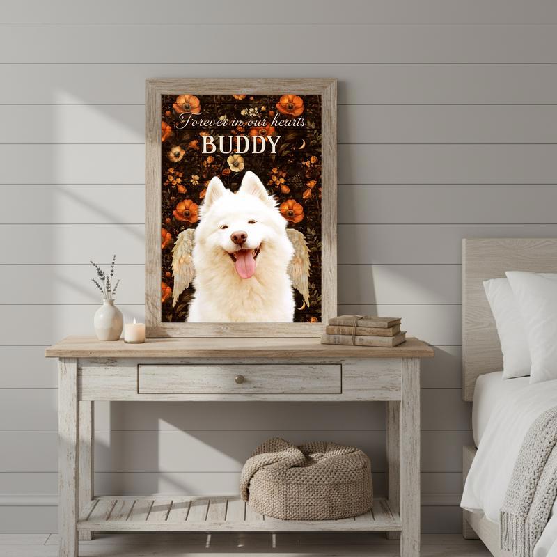Beloved Dog Memorial Photo Keepsake For Fall Tribute Canvas