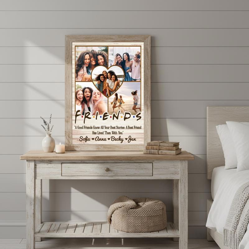 Bestie Birthday Photo Collage Canvas - Unique Rustic Friendship Gift