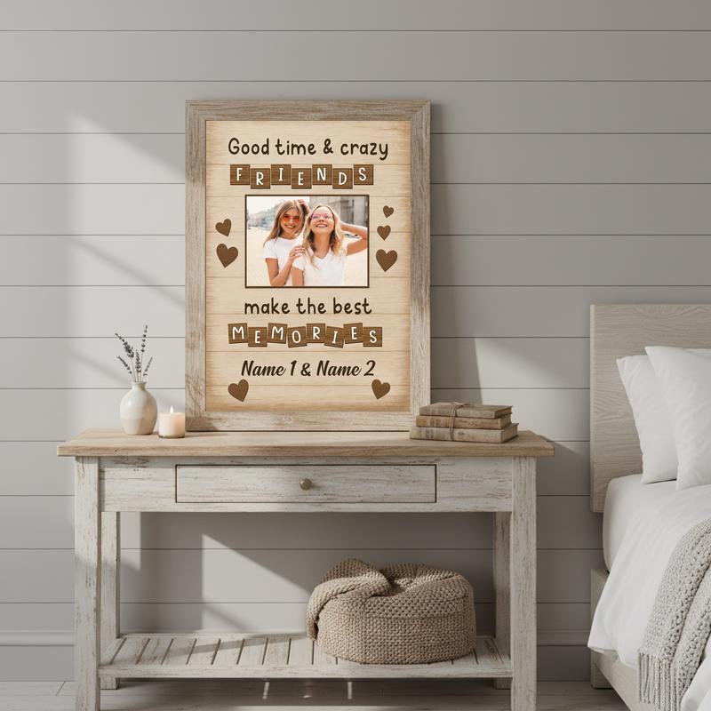 Besties Keepsake Canvas - Personalized Rustic Friendship Art Gift