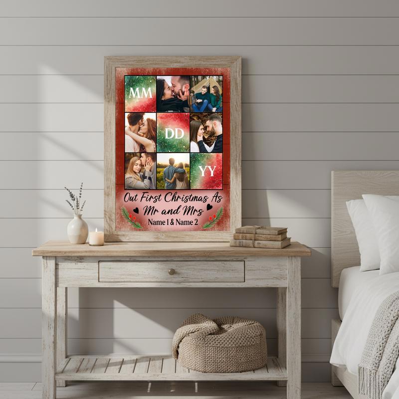 Celebrate Your First Christmas Together - Mr & Mrs Photo Canvas