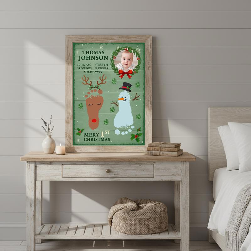 Cherish Baby's First Christmas - Personalized Footprints Canvas
