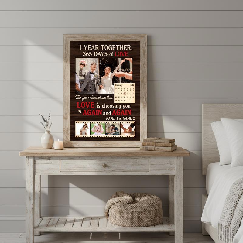 Cherish Your First Year - Custom Wedding Photo Collage Canvas
