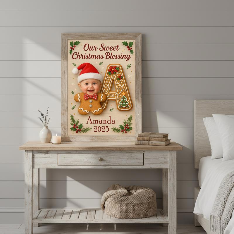 Cherished Baby's First Christmas Personalized Gingerbread Canvas