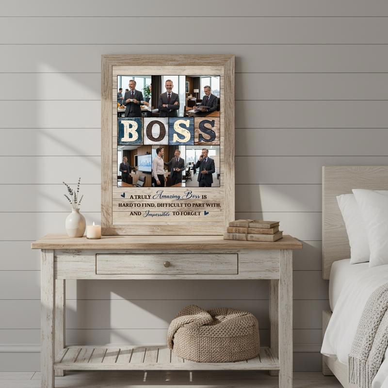 Cherished Boss Retirement Photo Collage Gift Canvas