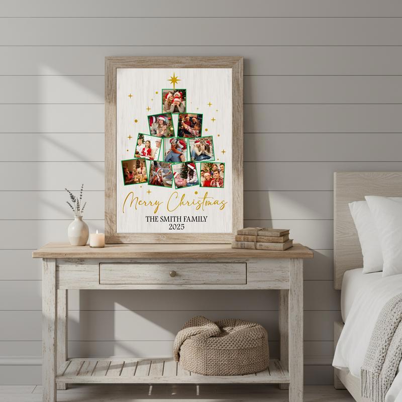 Cherished Christmas Photo Family Tree Custom Canvas - Holiday Home Decor