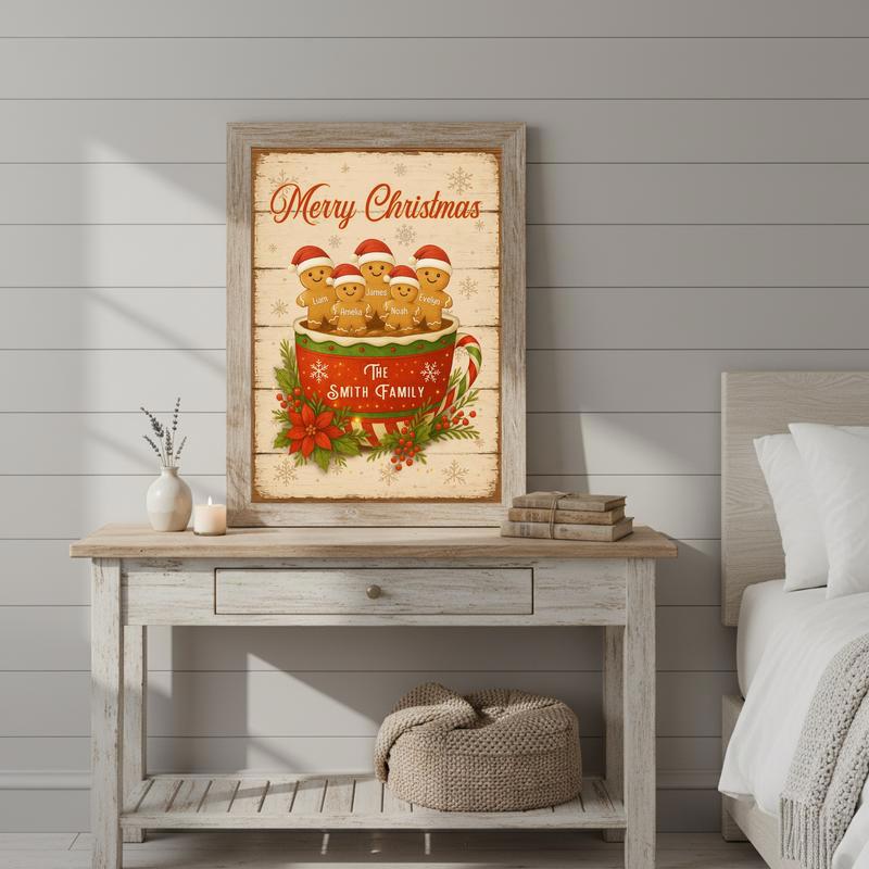 Custom Christmas Keepsake - Gingerbread Family Cup Canvas