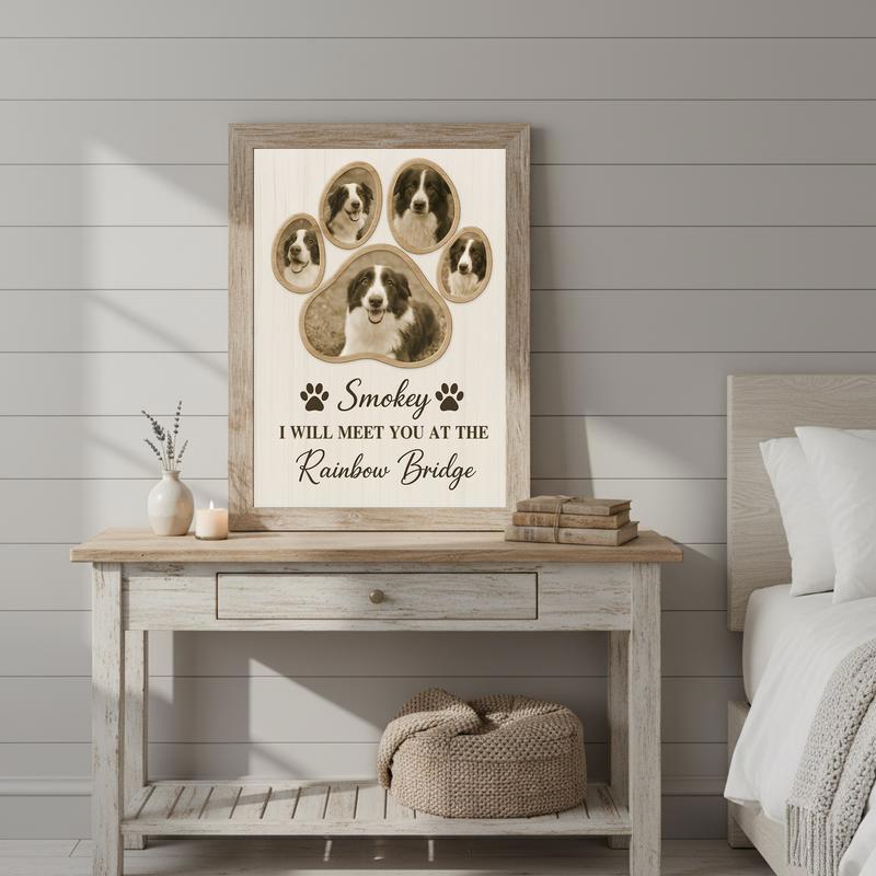 Custom Dog Loss Paw Print Remembrance Photo Canvas