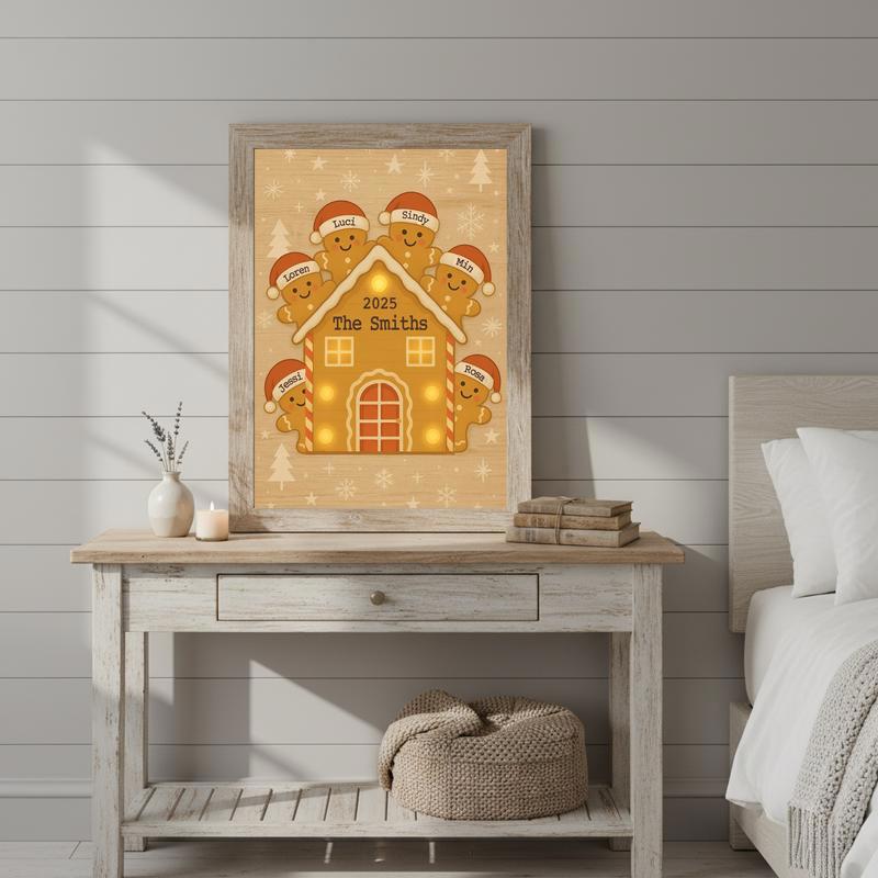 Custom Family Gingerbread House Canvas Art For Christmas Decor