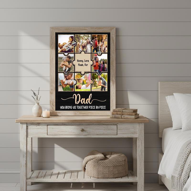 Custom Family Photo Collage Canvas - Father’s Day Gift For Dad