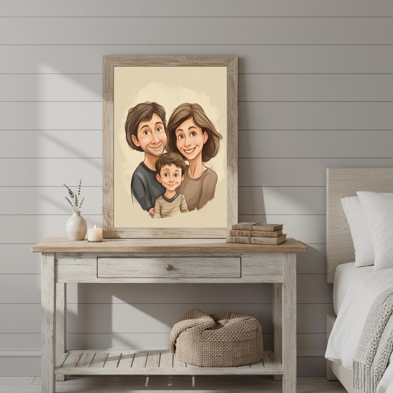 Heartfelt Humor Your Family Caricature Portrait Canvas