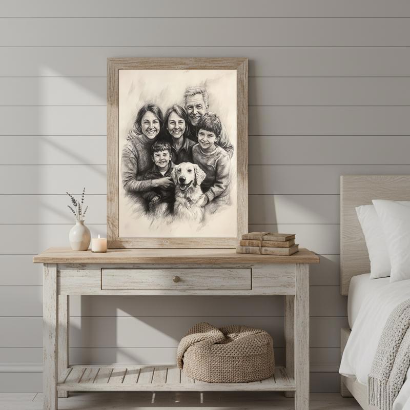 Heirloom Charcoal Sketch Canvas Timeless Family Wall Art
