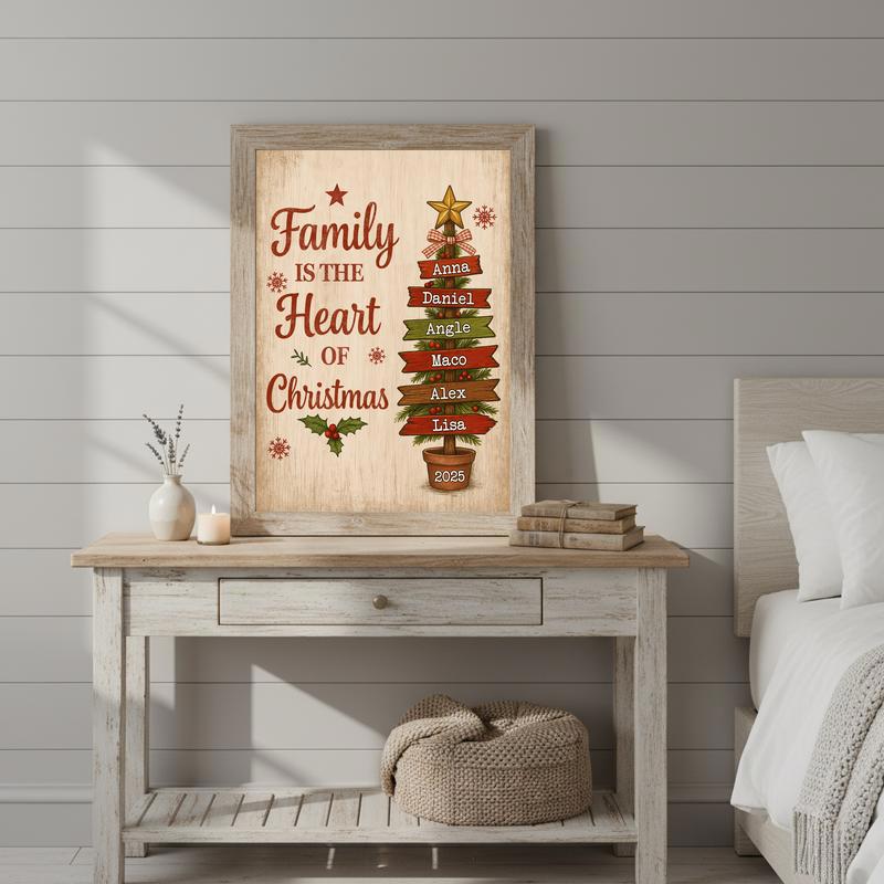 Family Is The Heart Of Christmas - Personalized Family Tree Canvas