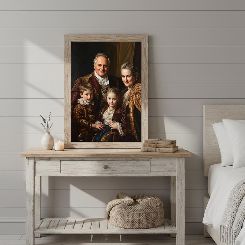 Hand-Painted Royal Family Portrait Wall Art Canvas