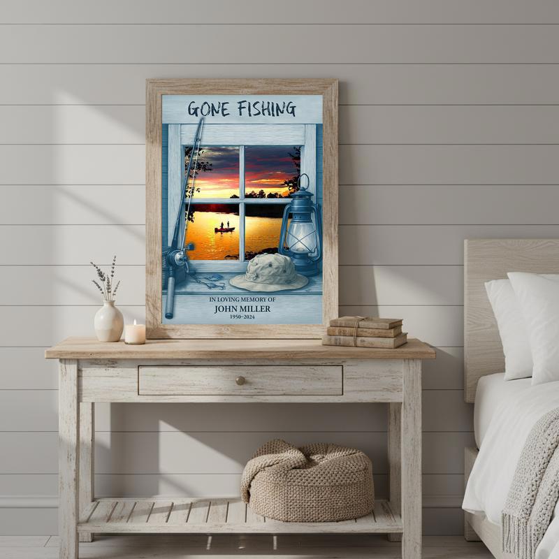 Fisherman's Personalized Remembrance - Gone Fishing Tribute Canvas