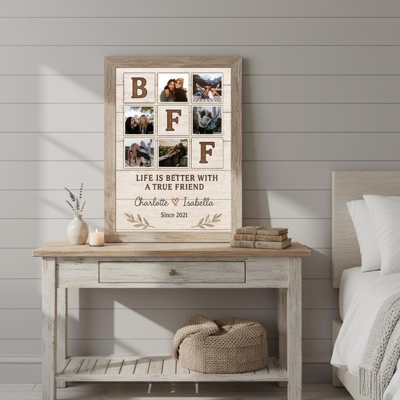 Forever Friends Personalized Rustic Photo Collage Canvas