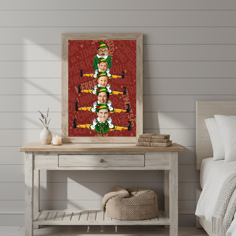 Funny Elf Family Canvas Keepsake - Personalized Christmas Gift