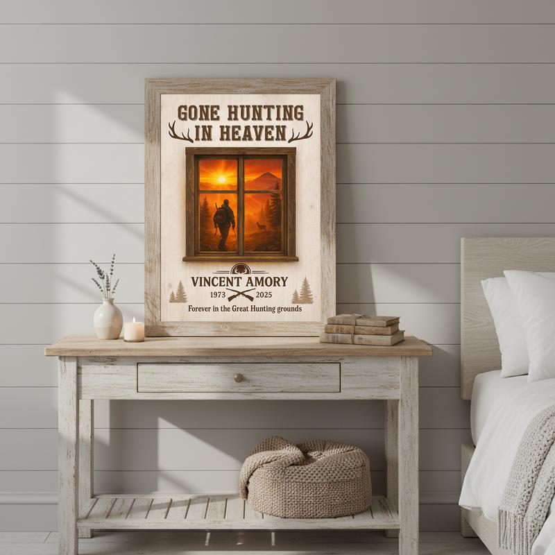 Gone Hunting In Heaven - Personalized Hunter Memorial Canvas