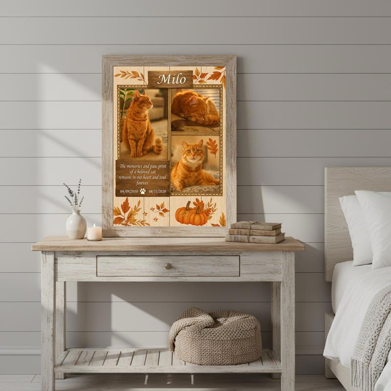 Heartfelt Cat Remembrance - Custom Photo Collage Memorial Canvas