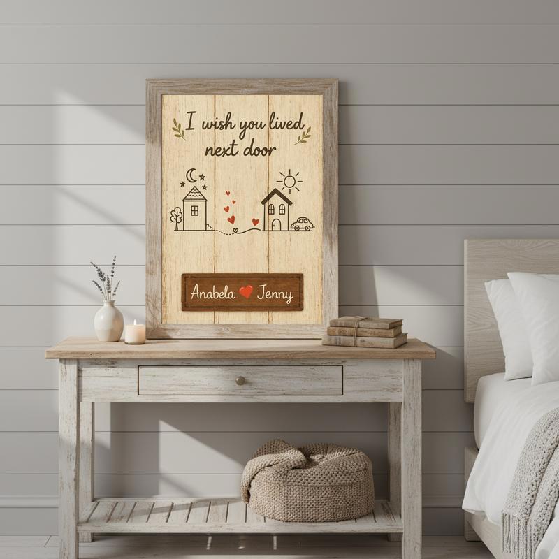 I Wish You Lived Next Door - Custom Long Distance Bestie Canvas