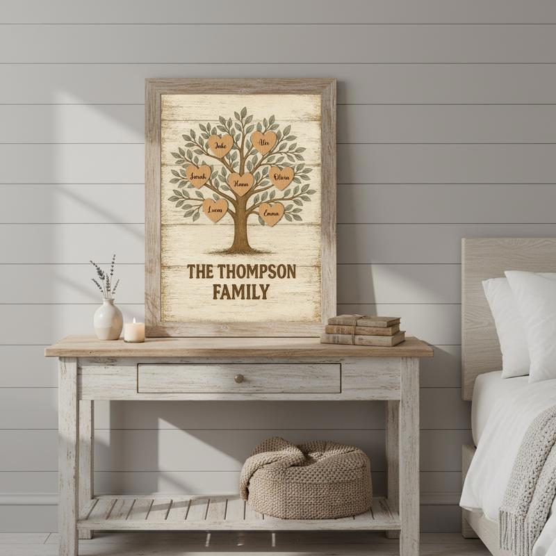 Meaningful Gift For Family - Personalized Family Tree Canvas