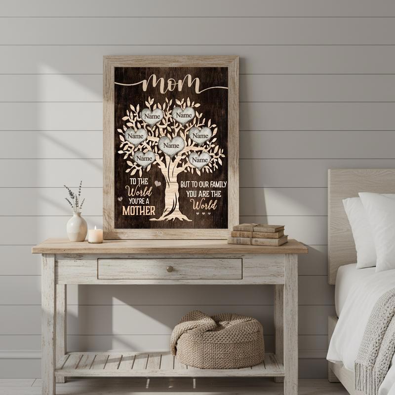 Unique Mom Keepsake Family Tree Canvas My World in One Person Art